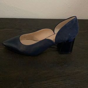 Navy block heel pumps